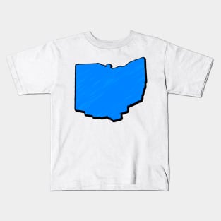 Bright Blue Ohio Outline Kids T-Shirt